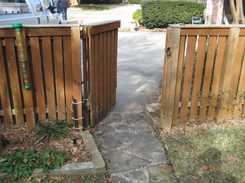 Wooden fence and gate before installation